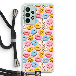 CaseCompany Pink donuts: Samsung Galaxy A52s 5G Transparant Hoesje met koord