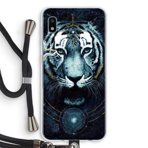 CaseCompany Darkness Tiger: Samsung Galaxy A10 Transparant Hoesje met koord