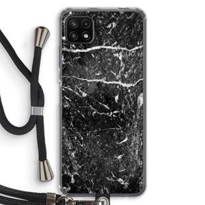 CaseCompany Zwart marmer: Samsung Galaxy A22 5G Transparant Hoesje met koord