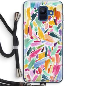 CaseCompany Watercolor Brushstrokes: Samsung Galaxy A6 (2018) Transparant Hoesje met koord