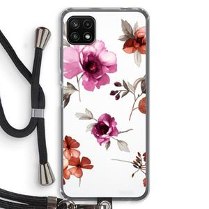 CaseCompany Geschilderde bloemen: Samsung Galaxy A22 5G Transparant Hoesje met koord