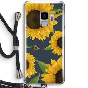 CaseCompany Sunflower and bees: Samsung Galaxy S9 Transparant Hoesje met koord