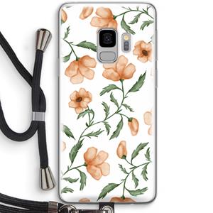 CaseCompany Peachy flowers: Samsung Galaxy S9 Transparant Hoesje met koord