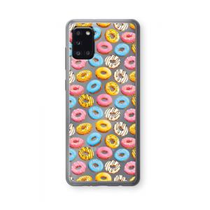 CaseCompany Pink donuts: Samsung Galaxy A31 Transparant Hoesje