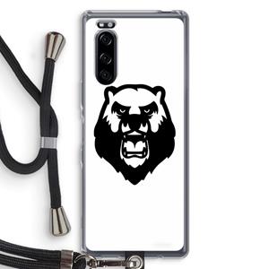 CaseCompany Angry Bear (white): Sony Xperia 5 Transparant Hoesje met koord