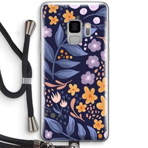 CaseCompany Flowers with blue leaves: Samsung Galaxy S9 Transparant Hoesje met koord