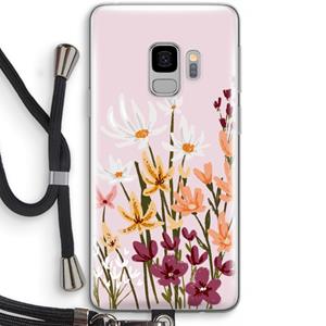 CaseCompany Painted wildflowers: Samsung Galaxy S9 Transparant Hoesje met koord