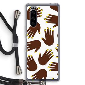CaseCompany Hands dark: Sony Xperia 5 Transparant Hoesje met koord