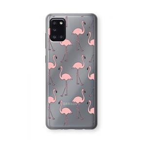 CaseCompany Anything Flamingoes: Samsung Galaxy A31 Transparant Hoesje