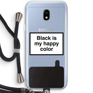 CaseCompany Black is my happy color: Samsung Galaxy J3 (2017) Transparant Hoesje met koord