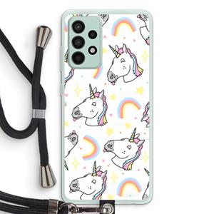 CaseCompany Rainbow Unicorn: Samsung Galaxy A52s 5G Transparant Hoesje met koord