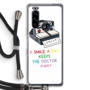 CaseCompany Smile: Sony Xperia 5 Transparant Hoesje met koord