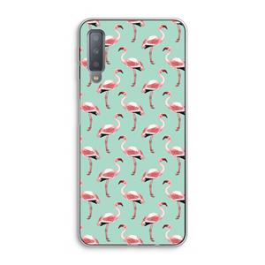 CaseCompany Flamingoprint groen: Samsung Galaxy A7 (2018) Transparant Hoesje