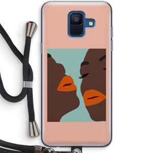 CaseCompany Orange lips: Samsung Galaxy A6 (2018) Transparant Hoesje met koord