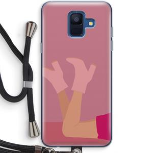 CaseCompany Pink boots: Samsung Galaxy A6 (2018) Transparant Hoesje met koord
