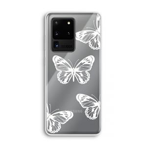 CaseCompany White butterfly: Samsung Galaxy S20 Ultra Transparant Hoesje