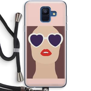 CaseCompany Red lips: Samsung Galaxy A6 (2018) Transparant Hoesje met koord