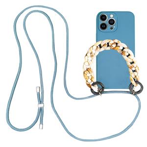 Hoyde Høyde - Necklace Backcover hoes met kralen - iPhone 13 Pro Max - Blauw
