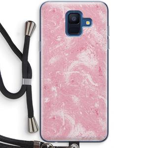 CaseCompany Abstract Painting Pink: Samsung Galaxy A6 (2018) Transparant Hoesje met koord