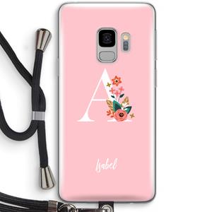 CaseCompany Pink Bouquet: Samsung Galaxy S9 Transparant Hoesje met koord