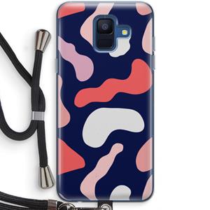 CaseCompany Memphis Shapes Pink: Samsung Galaxy A6 (2018) Transparant Hoesje met koord