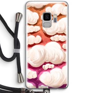 CaseCompany Katoen Wolken: Samsung Galaxy S9 Transparant Hoesje met koord