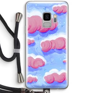 CaseCompany Roze wolken met vogels: Samsung Galaxy S9 Transparant Hoesje met koord