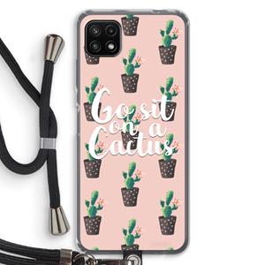CaseCompany Cactus quote: Samsung Galaxy A22 5G Transparant Hoesje met koord