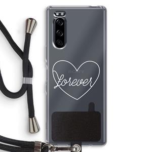 CaseCompany Forever heart pastel: Sony Xperia 5 Transparant Hoesje met koord