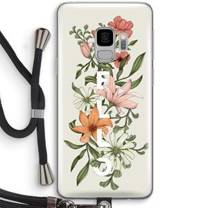 CaseCompany Hello bloemen: Samsung Galaxy S9 Transparant Hoesje met koord