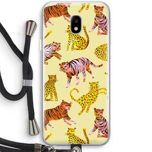 CaseCompany Cute Tigers and Leopards: Samsung Galaxy J3 (2017) Transparant Hoesje met koord