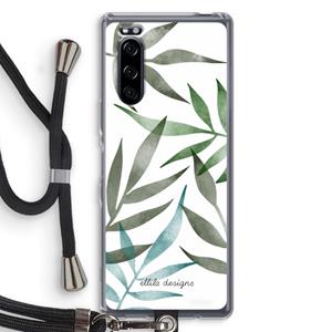 CaseCompany Tropical watercolor leaves: Sony Xperia 5 Transparant Hoesje met koord