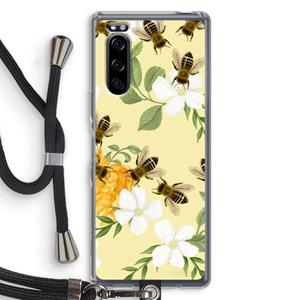 CaseCompany No flowers without bees: Sony Xperia 5 Transparant Hoesje met koord