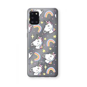 CaseCompany Rainbow Unicorn: Samsung Galaxy A31 Transparant Hoesje