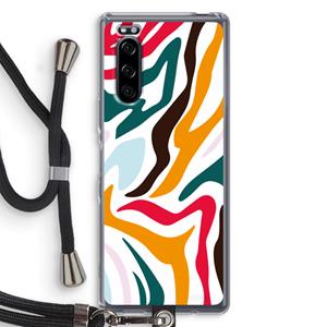 CaseCompany Colored Zebra: Sony Xperia 5 Transparant Hoesje met koord