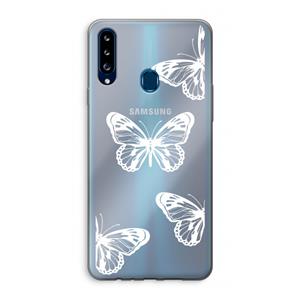 CaseCompany White butterfly: Samsung Galaxy A20s Transparant Hoesje