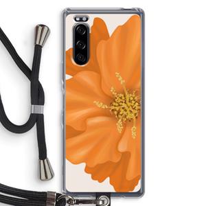 CaseCompany Orange Ellila flower: Sony Xperia 5 Transparant Hoesje met koord