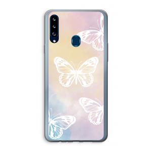 CaseCompany White butterfly: Samsung Galaxy A20s Transparant Hoesje