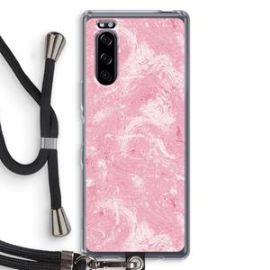 CaseCompany Abstract Painting Pink: Sony Xperia 5 Transparant Hoesje met koord