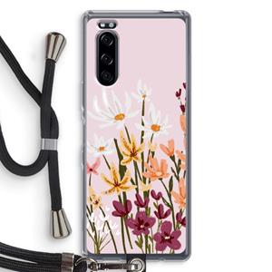 CaseCompany Painted wildflowers: Sony Xperia 5 Transparant Hoesje met koord