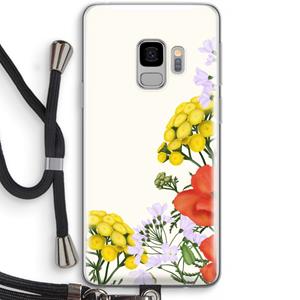 CaseCompany Wilde bloemen: Samsung Galaxy S9 Transparant Hoesje met koord