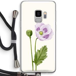CaseCompany Purple poppy: Samsung Galaxy S9 Transparant Hoesje met koord