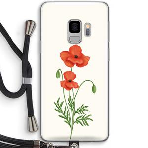 CaseCompany Red poppy: Samsung Galaxy S9 Transparant Hoesje met koord