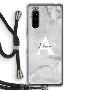 CaseCompany Ivory Marble: Sony Xperia 5 Transparant Hoesje met koord