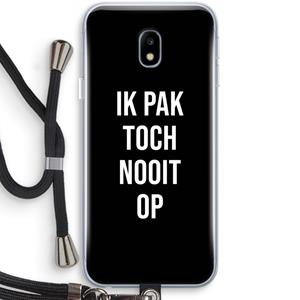 CaseCompany Ik pak nooit op - Zwart: Samsung Galaxy J3 (2017) Transparant Hoesje met koord