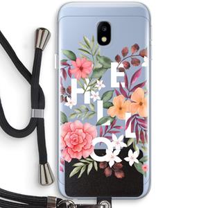 CaseCompany Hello in flowers: Samsung Galaxy J3 (2017) Transparant Hoesje met koord