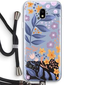 CaseCompany Flowers with blue leaves: Samsung Galaxy J3 (2017) Transparant Hoesje met koord