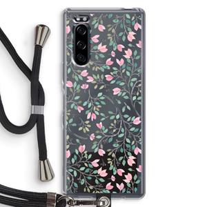 CaseCompany Sierlijke bloemen: Sony Xperia 5 Transparant Hoesje met koord