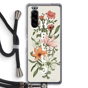 CaseCompany Hello bloemen: Sony Xperia 5 Transparant Hoesje met koord