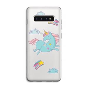 CaseCompany Vliegende eenhoorn: Samsung Galaxy S10 4G Transparant Hoesje